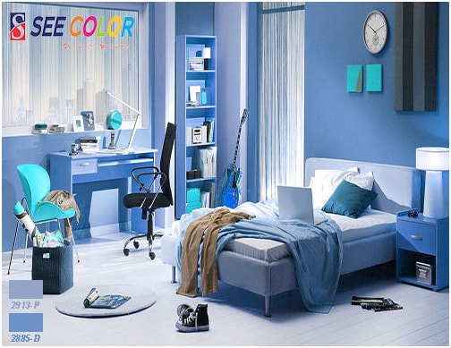 Phòng ngủ màu xanh dương cũng là xu hướng màu sơn nhà năm 2017