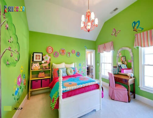 Phòng ngủ của các bé cũng có thể được sơn bằng màu xanh lá 