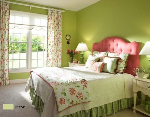 Căn phòng đẹp hơn khi sơn màu xanh lá với ánh ban mai của ngày mới 