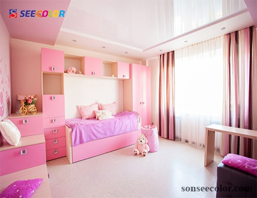 Màu hồng phấn thường được sử dụng để sơn cho phòng ngủ của các bé gọi