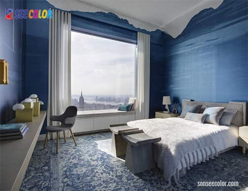 Màu xanh dương được sơn cho phòng ngủ rất đẹp 